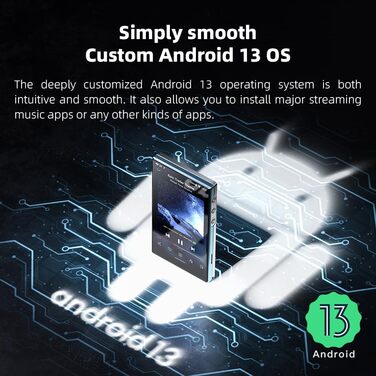 Портативний Hi-Res музичний плеєр JadeAudio / FiiO JM21 Android 13, Snapdragon 680, Bluetooth, Wi-Fi, USB DAC, 12.5 годин, небесно-блакитний