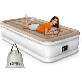Надувне ліжко Airefina з самонадувною системою та інтегрованим насосом, 203 x 152 x 46 см (1 особа), для кемпінгу та дому