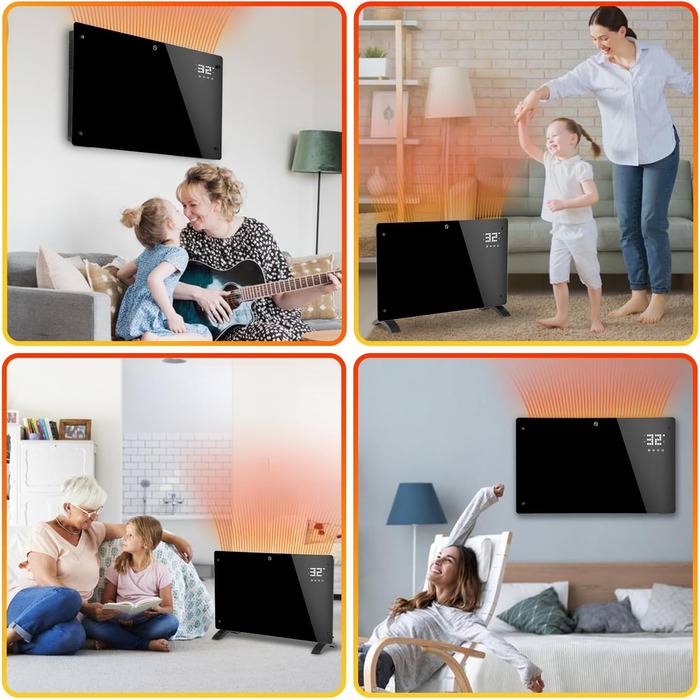 Електричний конвекторний обігрівач Ikodm 2000W з пультом керування та термостатом, енергозберігаючий, тихий, для дому