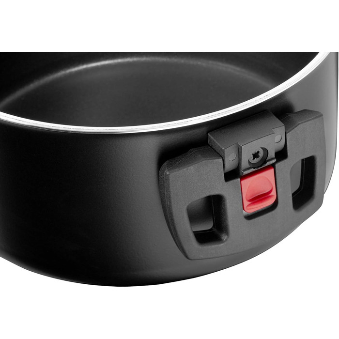 Набір каструль BALLARINI Click + Cook, 3 шт. (16, 20, 24 см), зі скляними кришками, з антипригарним покриттям, з відкидними ручками, чорний