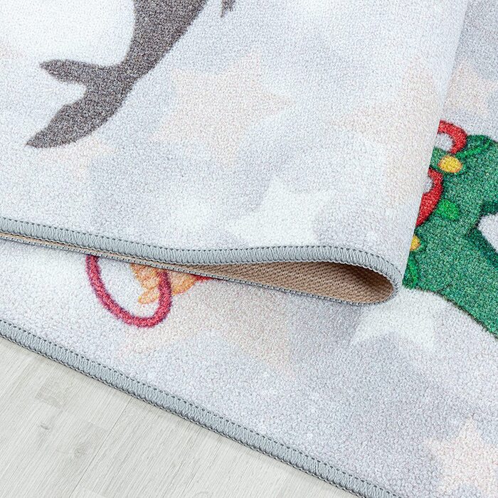 Домашній дитячий килим з коротким ворсом, килим для дитячої кімнати, ігровий килим, цирковий клоун, лев, синій, колір розмір (140x200 см, сірий)