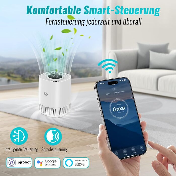 Повітряний фільтр з HEPA фільтром H13: очищення від пилу та частинок до 0,3 мікрона, тихий режим (20 дБ), авто-режим, 3 швидкості для дому