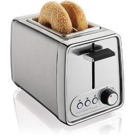 Тостер Hamilton Beach 2 скибочки, насадка для булочок і тостер для бубликів, висувний ящик для крихт, кнопка автоматичного вимкнення та скасування, а також функція розморожування, нержавіюча сталь (22791-CE) Версія для ЄС