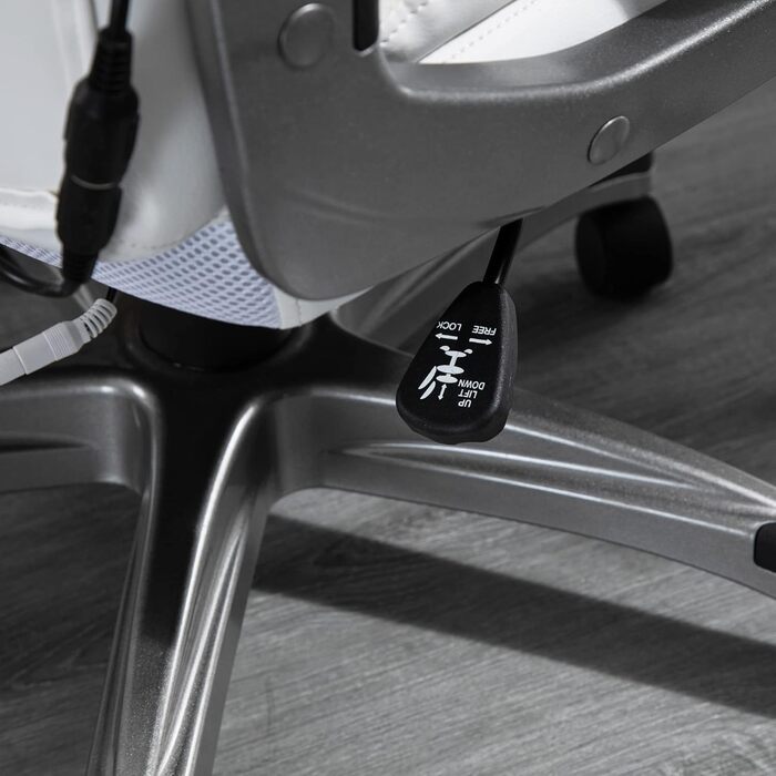 Крісло офісне з масажем Vinsetto - ергономічне, регульоване, з штучної шкіри, біле (70x76,5x114-124 см)