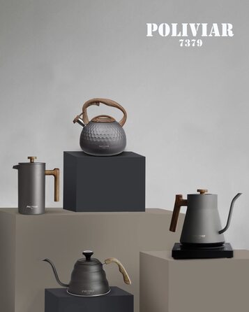 Сучасний індукційний чайник Poliviar, Чайник зі свистком з нержавіючої сталі, Чайник для всіх конфорок, чайник з дерев'яною ручкою, чайник для чаю та кави, Макс. 3 л, зелений колір рівнин (JX2020-SB30-RU) (алмазно-сірий Ti)