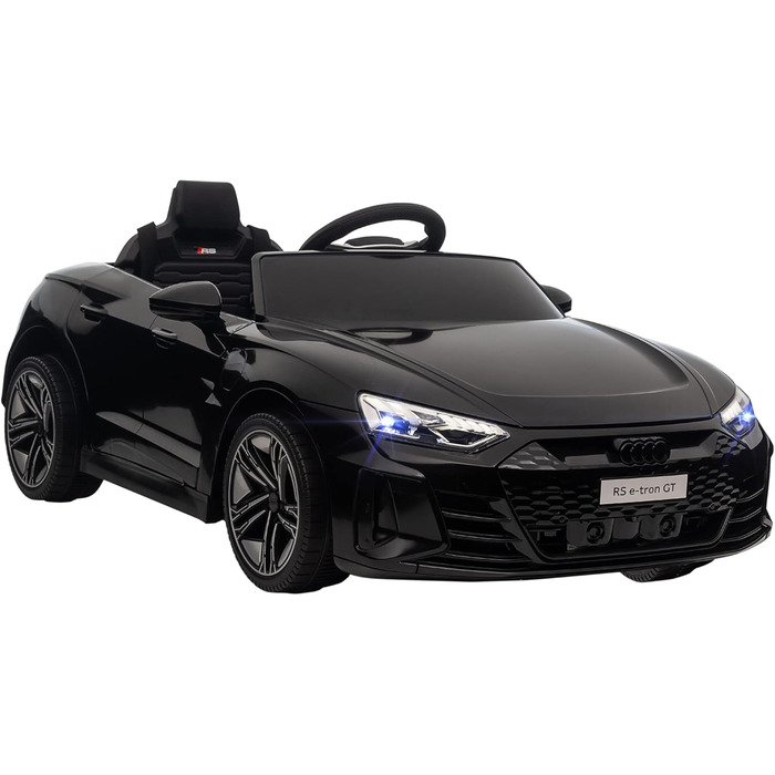 Дитячий електромобіль HOMCOM Audi RS e-tron GT з пультом, ременем безпеки, звуком, музикою та фарами, чорний, для дітей 3-5 років, швидкість до 5 км/год