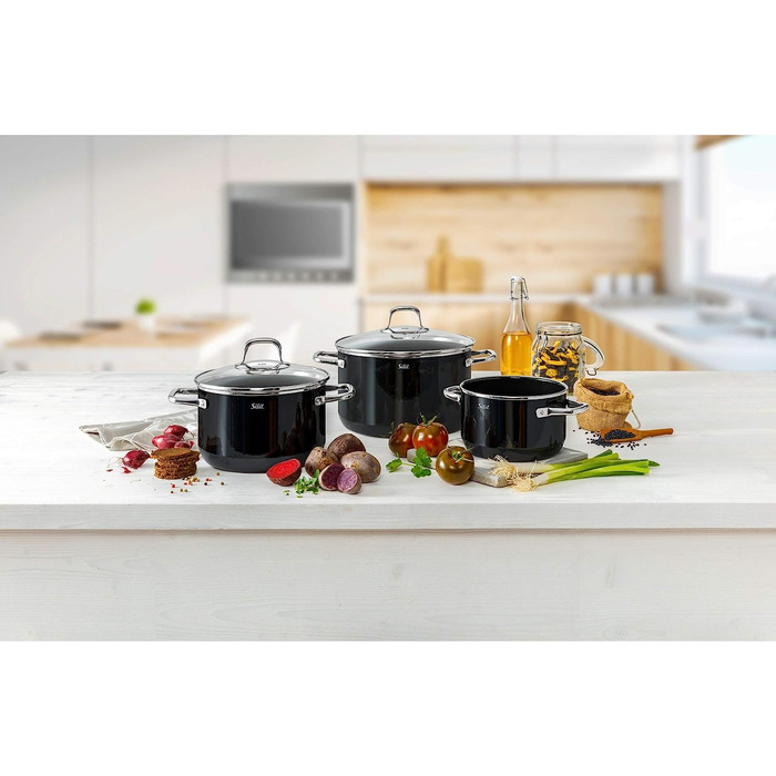 Набір каструль Silit Elegance Line Induktion, 4 шт., Silargan, чорний, без нікелю