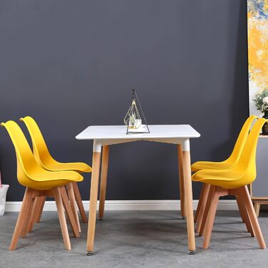 Обідня група GrandCA HOME з 6 стільців: комплект для вітальні, кухні, офісу (6 бежевих стільців + 1 білий стіл)