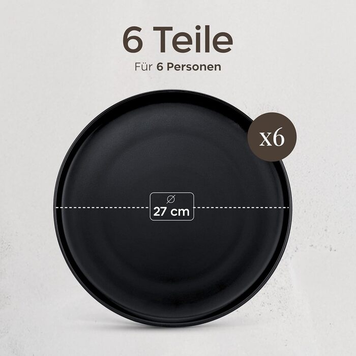 Набір посуду Twinzee Ebony Collection: 24 елементи з матового чорного стеатиту для 6 осіб