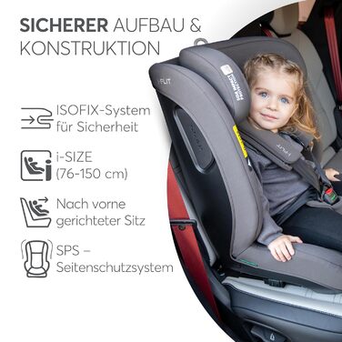 Автокрісло KikkaBoo i-Size i-FLIT 9-36 кг, ISOFIX, група 1/2/3, 15 міс. - 12 років, збоку SPS, Top Tether, регульована підголовник (Світло-сірий)