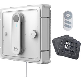 Робот для миття вікон Hutt з пультом дистанційного керування | 2-фазне розпилення та сила всмоктування 3800Pa | 80 мл бак, розпізнавання країв | Для скла, плитки, дзеркал (4 серветки для миття, мотузка безпеки в комплекті)