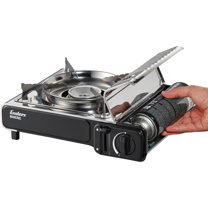 Кемпінговий газовий пальник Enders® MAVERIQ® Z з регулюванням полум'я, п'єзозапалюванням, захистом від перегорання та потужним пальником 2.2 кВт, з кейсом, сумісний з картриджами #1887