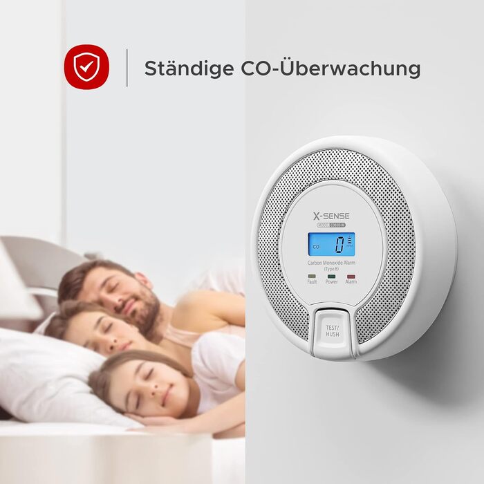 Датчик CO X-Sense з цифровим дисплеєм, детектор чадного газу, точний сенсор, термін служби 10 років, змінна батарея, сертифікат EN 50291, CO03D (1 шт.)