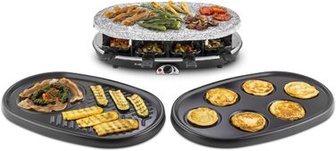 Раклет Klarstein Steaklette All-U-Can-Grill - 1500 Вт, 8 осіб з каструлею, плавно регульована температура, 4-в-1, без підставки та дерев'яної лопатки Гриль 4-в-1 без підставки та дерев'яної лопатки