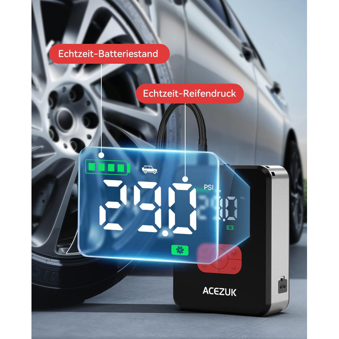 Портативний пусковий пристрій 7000A з компресором 150PSI для автомобілів, 12V, LED-ліхтарик