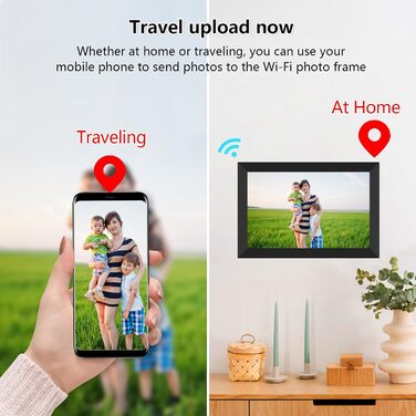 Цифровий фоторамка FRAMEO з Wi-Fi, 32GB, 10.1 дюйма, сенсорний екран, автоповорот, датчик руху, додаток Frameo