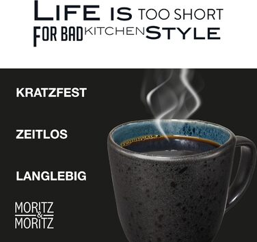 Набір посуду Moritz & Moritz ORGANIC на 6 осіб (24 шт.) - Керамічний посуд з високоякісної порцеляни. Включає: 6 тарілок для вечері, десерту, супу та чашок. Синій колір.