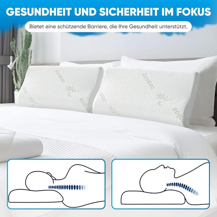 Ортопедична подушка для шиї з ефектом пам'яті (Memory Foam) – Ергономічна подушка для сну на боці та спині, дихаюча, зі знімним чохлом що миється