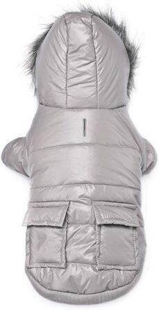 Пальто для собак PETCUTE зимовий одяг для собак водонепроникна куртка для собак тепла флісова куртка з підкладкою для собак XXL Сірий