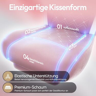 Ігровий крісло Dowinx з масажем, ергономічне, з підставкою для ніг, рожеве, до 200 кг