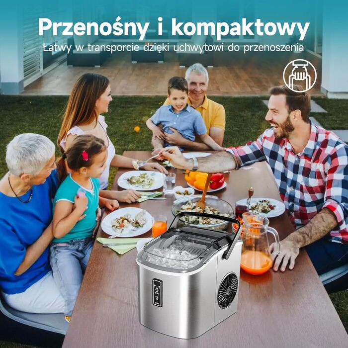 Машина для приготування льоду EUHOMY, 1.2L, срібна: швидка, портативна, самоочисна