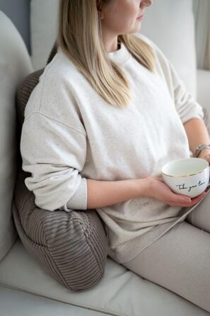 Підголовник Flumi з підлокітниками для читання, перегляду телевізора та відпочинку, подушка для ліжка та дивана з пральною наволочкою, наповнювач Foam, спинка з ручкою для перенесення (Кord, Бежевий)