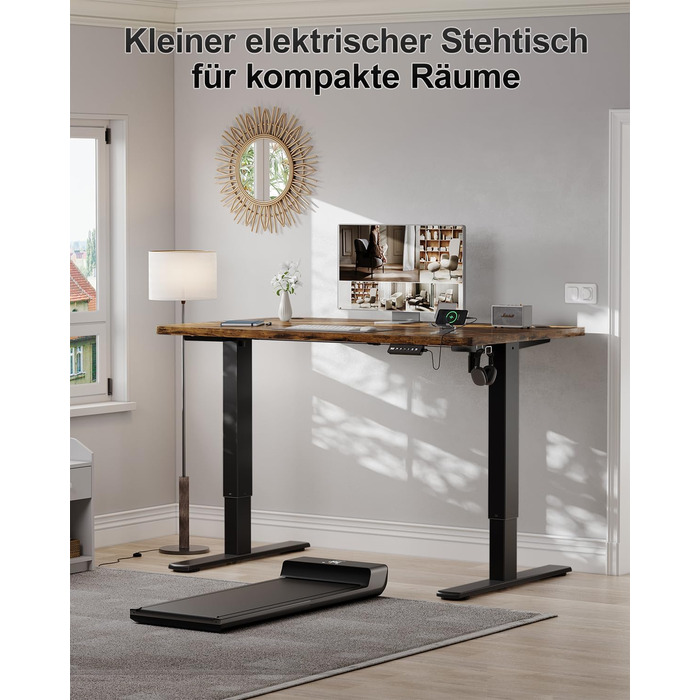 Дитячий стіл Airfish з регулюванням висоти 80x60 см, електричний, з функцією пам'яті. Стол для дому/офісу, стоячи/сидячи. Колір: Коричневий.