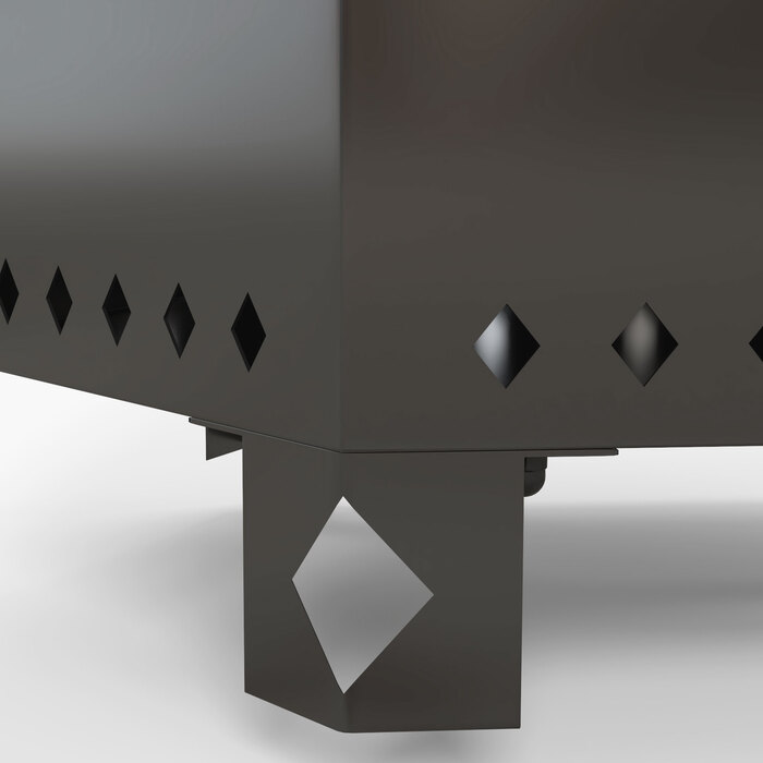 Вогнище, мангал для вогню, кострище, з мітлою, 45 x 38,8 x 46,5 см, сріблястий + чорний