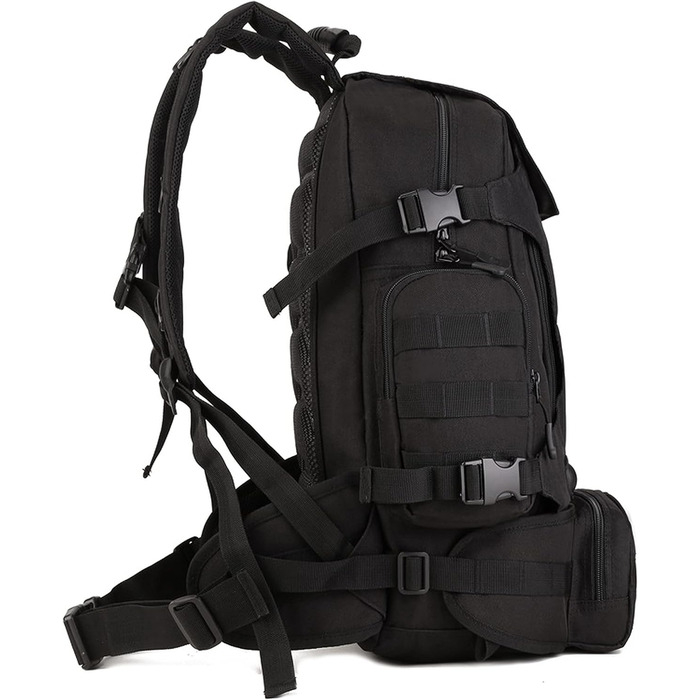 Військовий рюкзак Чоловічий похідний рюкзак 30-40 л, армійський рюкзак Tactical Backpack військові рюкзаки. Штурмовий рюкзак MOLLE для відпочинку на природі, кемпінгу, туризму та полювання 1034 чорний