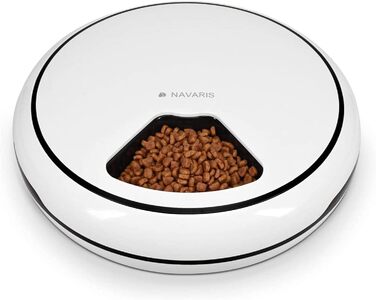 Автоматична годівниця Navaris з таймером - 1,6 л Годівниця до 4-х разового харчування - звукове оповіщення - для маленьких собак Кішка
