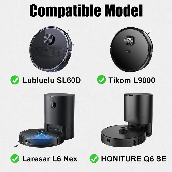 Комплект аксесуарів Moupaa 14 шт. для Lubluelu SL60D SG60 SL61, для Tikom L9000 L8000, для Laresar L6 Nex, для HONITURE Q6 SE Запчастини для робота-пилососа Lubluelu та Tikom