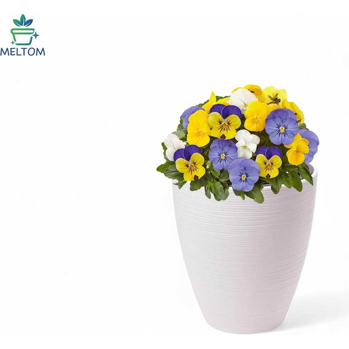 Горщик для квітів MELTOM Blumenkübel – білий, діаметр 42 см, знімний вкладиш, горизонтальні смуги