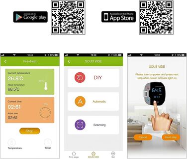 ProfiCook® Sous Vide Garer PC-SV 1159: Су-від прилад з Wi-Fi, 1000 Вт, діапазон температур 0-90°C, автоматичні програми, корпус з алюмінію, LED дисплей, функція автоматичного вимкнення