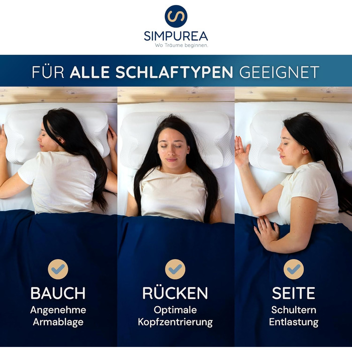 Ортопедична подушка для сну – ергономічна подушка для підтримки шиї з віскоеластичної піни з пам'яті та дихаючого бамбукового чохла – для тих, хто спить на спині, боці та животі (біла, Night Owl)