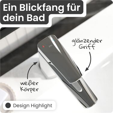 Змішувач для умивальника Instmaier Amelie | Змішувач для ванної кімнати | Однорідний змішувач з латуні (білий / хром)