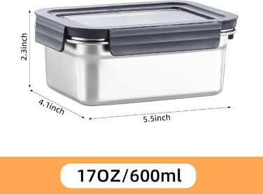 Набір контейнерів для їжі Misichao з нержавіючої сталі (3 шт x 600 мл) - герметичні, для кухні та обіду