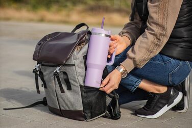 Термокружка Milu 1200 мл з трубочкою та ручкою – подарунок на Пасху для жінок та чоловіків | Подарунок тато, мама, друг, подруга | Подарунок на День батька, День матері | Подарунок для дідуся та бабусі (ліловий)