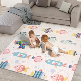 Двосторонній великий дитячий килимок для повзання I М'який килимок для повзання I Товсті ігрові килимки для дітей, малюків та немовлят I Дитячі килимки для спальні, дитячої та ігрової кімнати (стиль 1) (стиль 3)