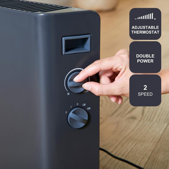 Конвектор BLACK+DECKER BXCSH1800E, 1800 Вт, чорний, з можливістю монтажу на стіну, аналогове керування