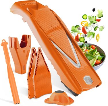 Набір овочерізок Brner V5 PowerLine Vegetable Slicer Plus (7 шт.) - Овочерізка (V-подібна) для овочів та фруктів аксесуари - 8 типів нарізки - Набір кухонних ножиць (помаранчевий)