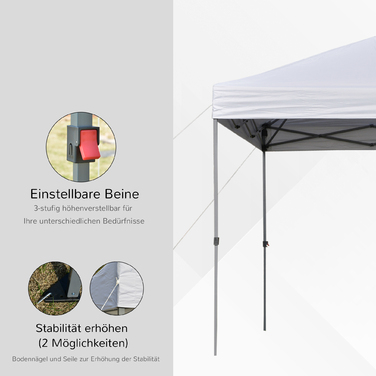 Розкладна альтанка Outsunny Garden 2,95x2,95 м Розкладна альтанка з кілочками та мотузками, тканина Оксфорд із захистом від ультрафіолету, ідеально підходить для вечірок у саду