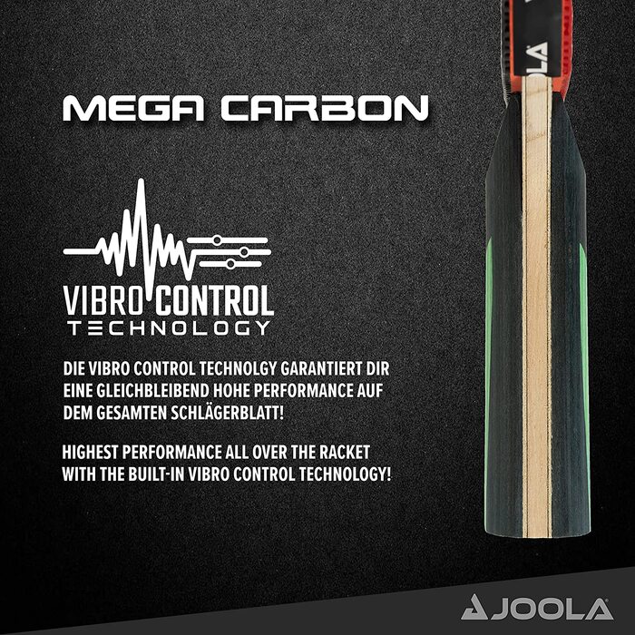 Ракетка для настільного тенісу JOOLA Carbon схвалена ITTF професійна ракетка для настільного тенісу для просунутих гравців-технологія Carbowood (MEGA CARBON, комплект з корпусом для ракетки)