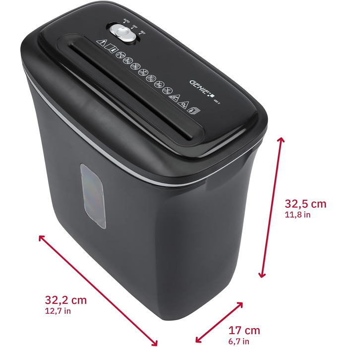 Шредер Genie 480X: знищувач документів, 8 листів, P-4, автоматичний, 12л, захист від перегріву