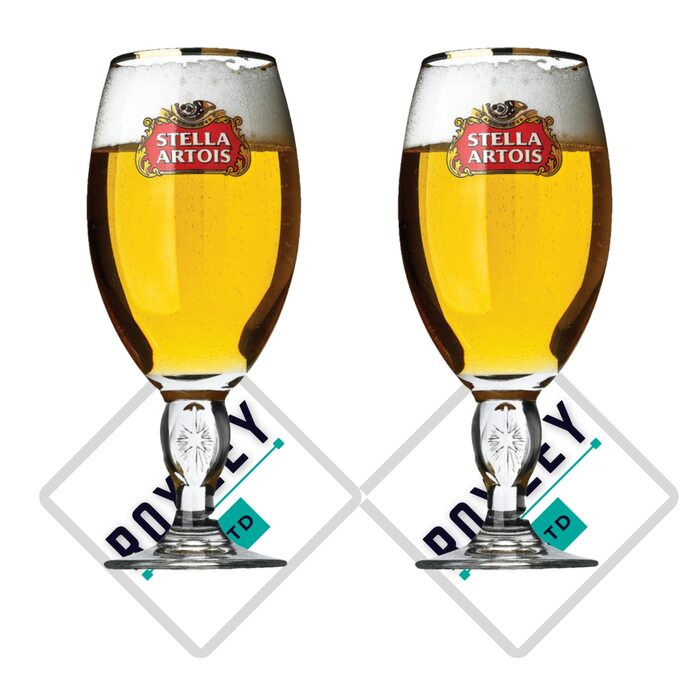 Склянка для пива Stella Artois Pint Roxley з золотистим обідком, 560 мл, 2 шт, Великобританія