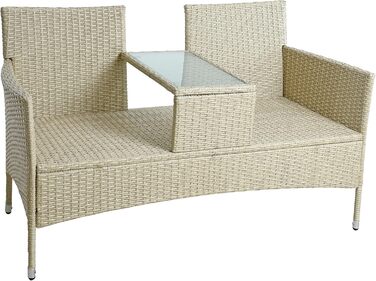 Садова банкетка ESTEXO з ротангу для 2 осіб, бежева: комплект садових меблів для балкона та саду