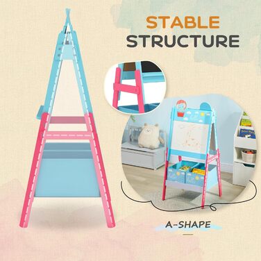 Дитяча мольберт-дошка AIYAPLAY 2 в 1 з двома ящиками для мольбертів та малюнком тварин