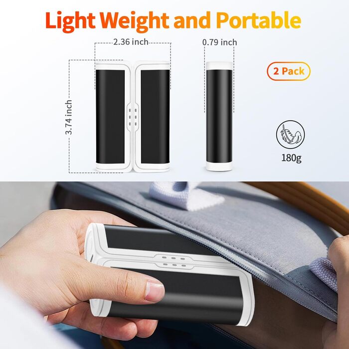 Електричні грілки для рук 2 шт. - USB, багаторазові, 3 режими нагріву, для дітей та жінок (чорний+білий)