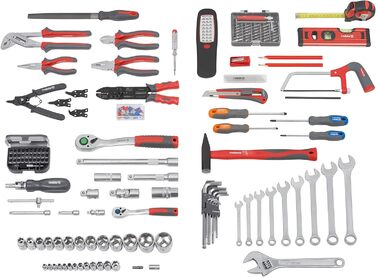 Набір інструментів Meister 156 предметів у візку на колесах з телескопічною ручкою - професійний кейс для інструментів, чорний/сріблястий, 8971440