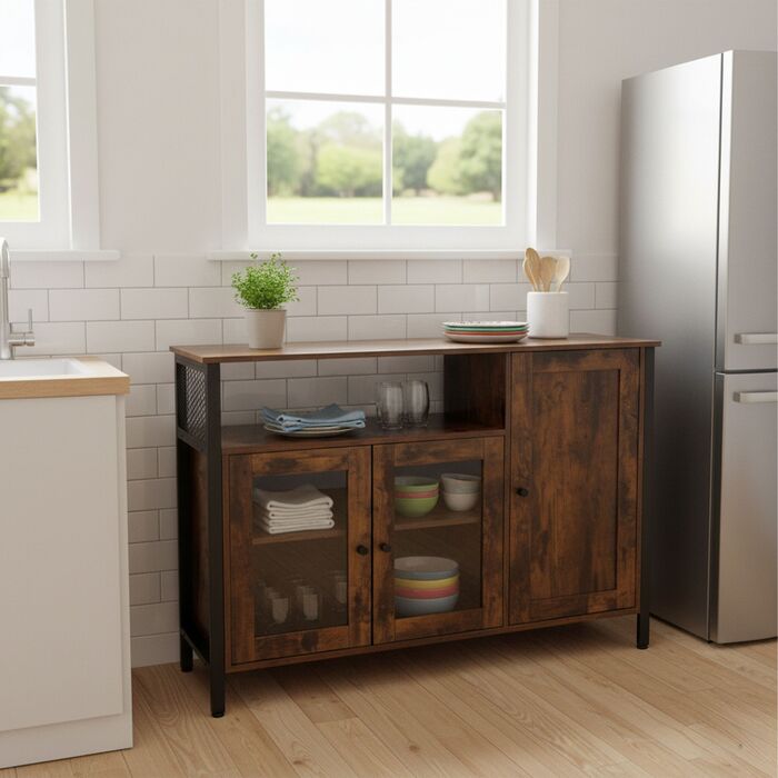 Кухонна шафка Relaxdays з скляними дверцятами