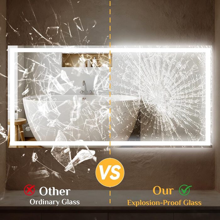 Дзеркало для ванної кімнати Clevich з підсвічуванням 80x60 см, LED, 3 кольори світла, диммування, захисне скло, сенсорне управління, функція пам'яті, антизапар, 120L x 60B см